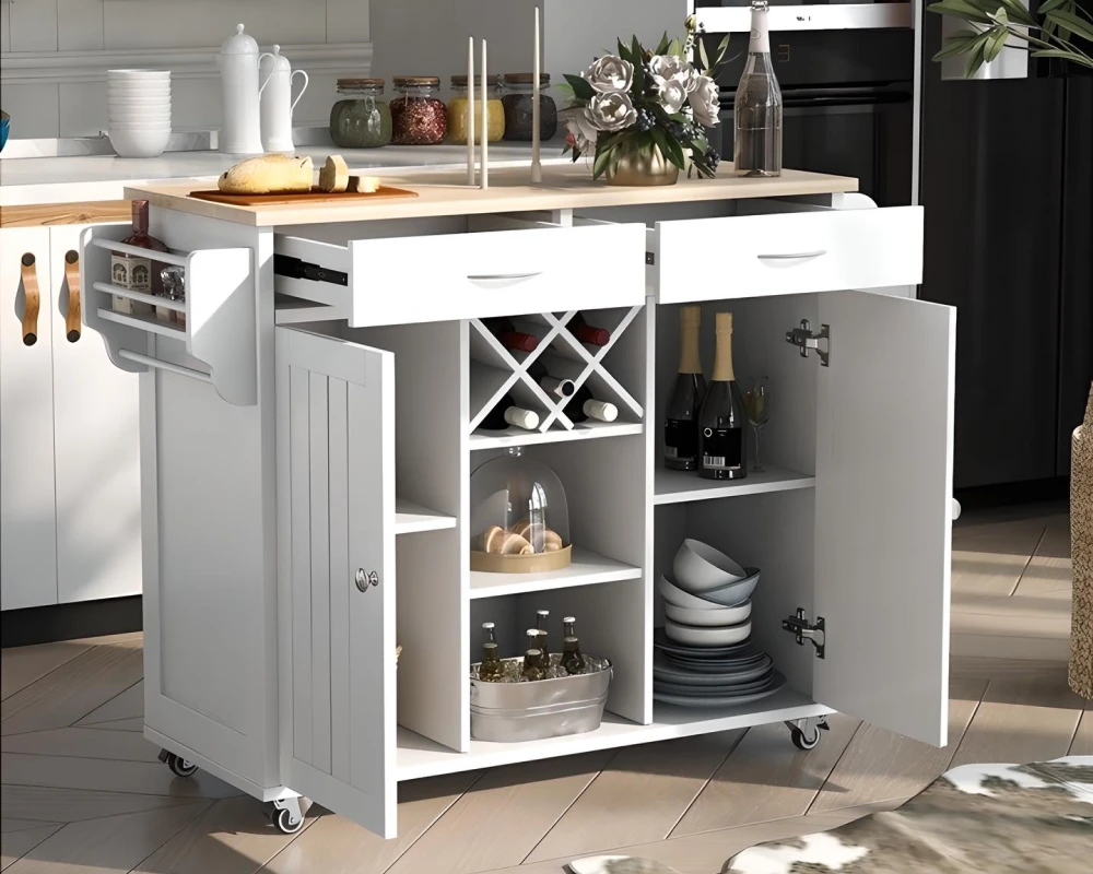 rolling kitchen island with storage
